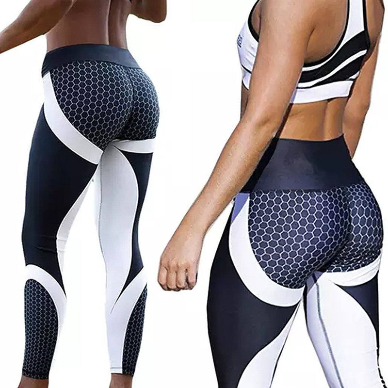 High-Waisted Honeycomb Design Ruched Workouts Fitness Yoga Gym Leggings Pants Women's Clothing - DailySale