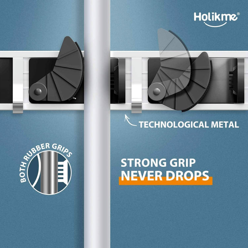 Holikme Mop Broom Holder Wall Mount Metal Pantry Organization and Storage Garden Kitchen Tool Organizer Closet & Storage - DailySale