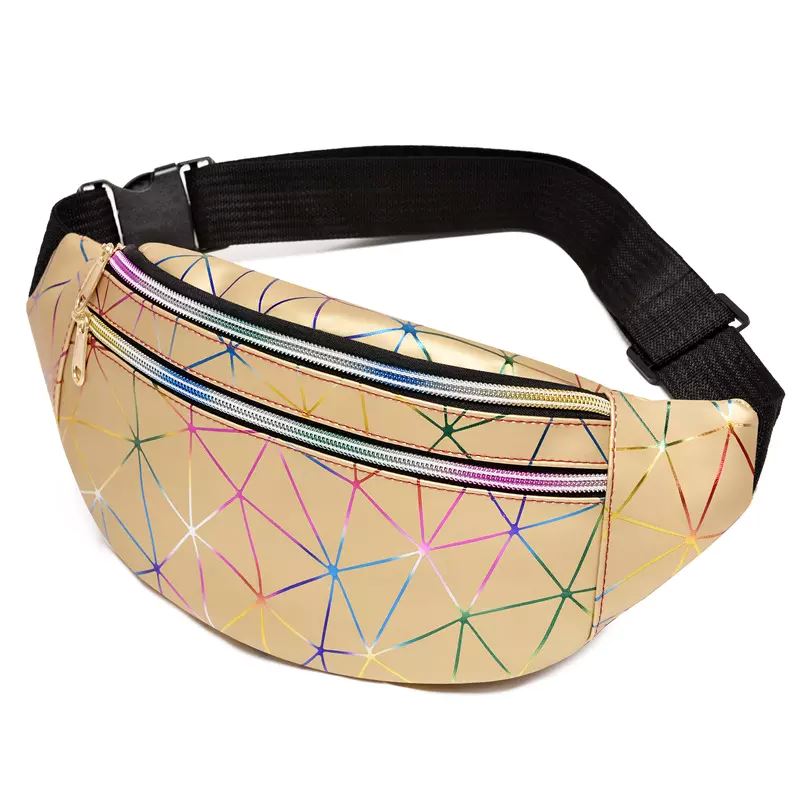 Holographic Brillante Waist Bum Bag for Women Bags & Travel Gold - DailySale