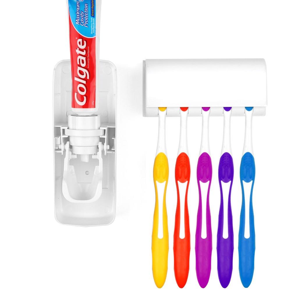 Home Automatic Toothpaste Dispenser + 5 Toothbrush Holder Set Beauty & Personal Care - DailySale