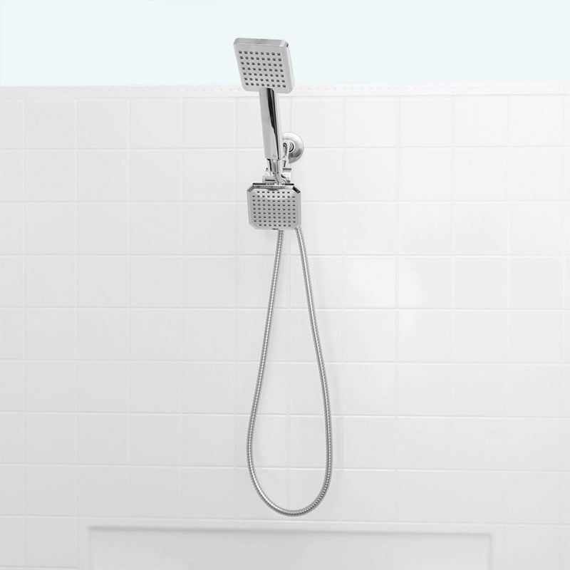 Home Basics Square Dual Plastic Shower Massager with Shower Head Bath - DailySale