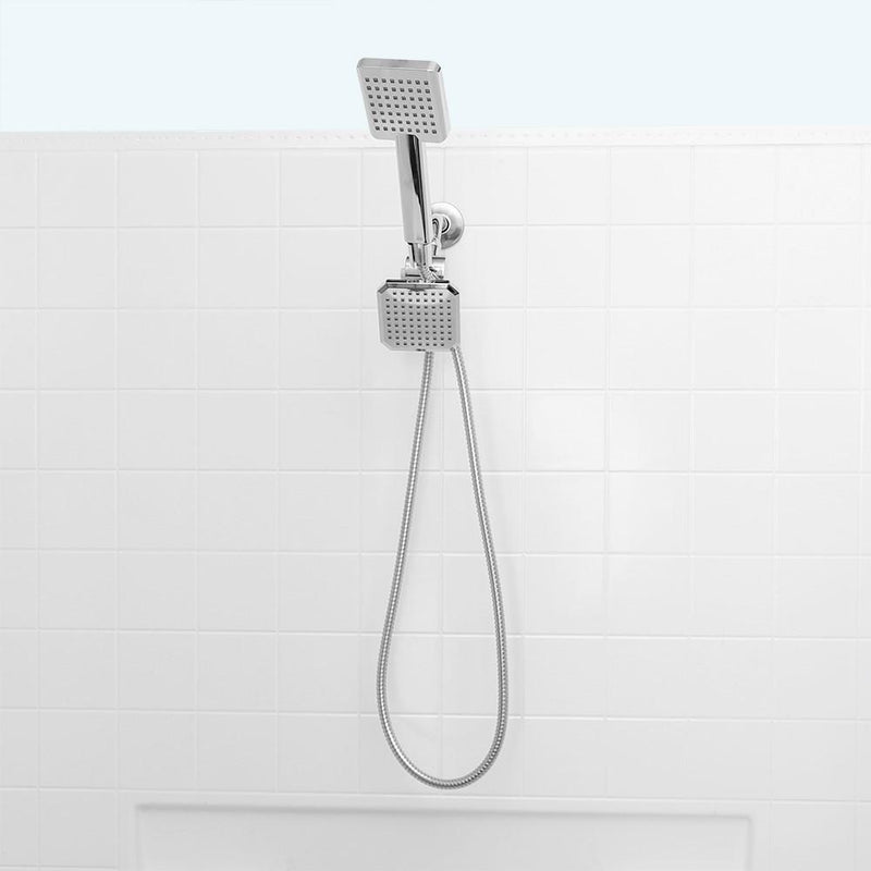 Home Basics Square Dual Plastic Shower Massager with Shower Head Set Bath - DailySale