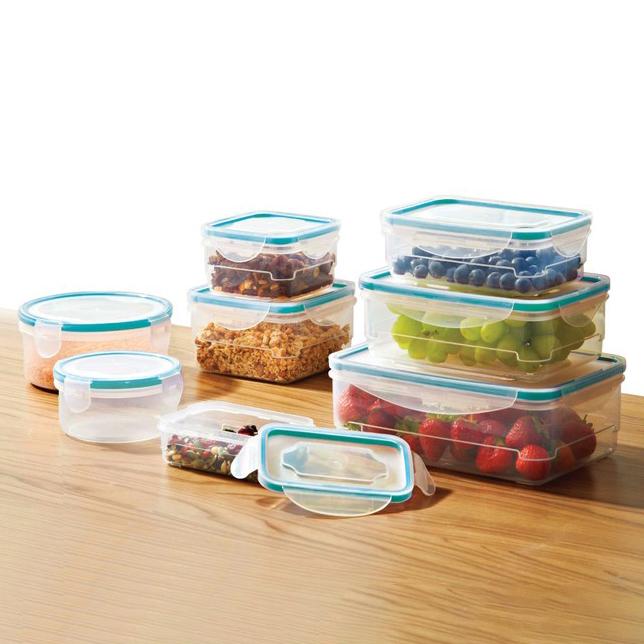 Home Plastic Food Storage Set with Locking Lid Kitchen Essentials 16-Piece Teal - DailySale