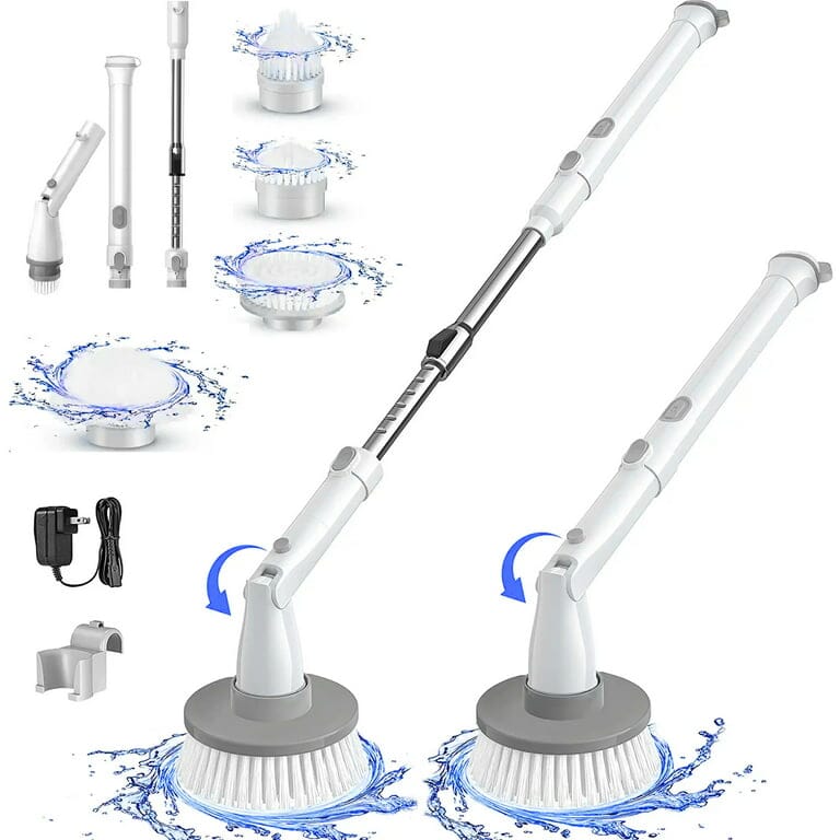 Homitt Cordless Electric Spin Scrubber with 4 Brush Heads & Extension Arm Household Appliances - DailySale
