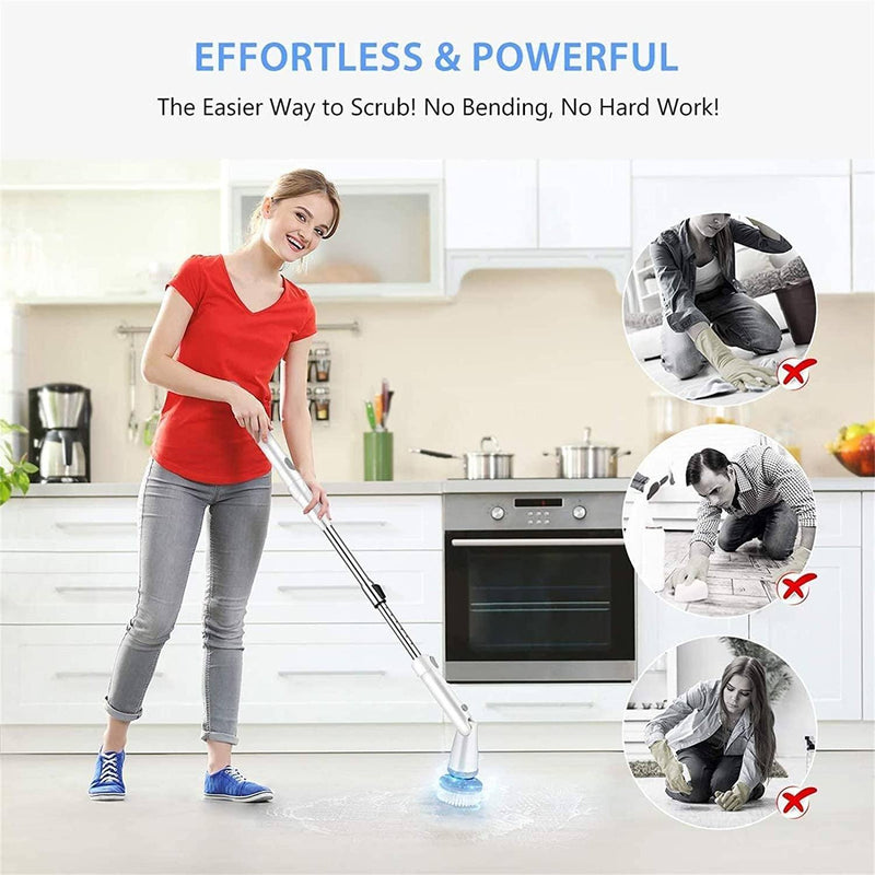 Household Electric Spin Scrubber, Cordless Cleaning Brush with Replaceable  Brush Heads, Adjustable Telescopic Handle, Low Noise & Power Cleaning Scrub  for Bathroom Living Room Kitchen