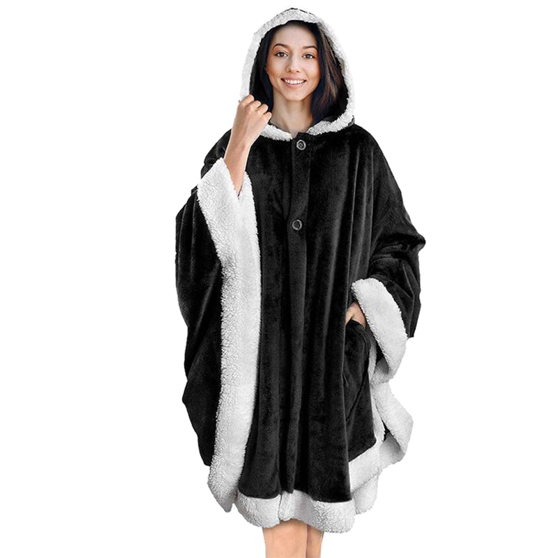 Hoodie Blanket Snuggle Robe Women's Shoes & Accessories Black - DailySale