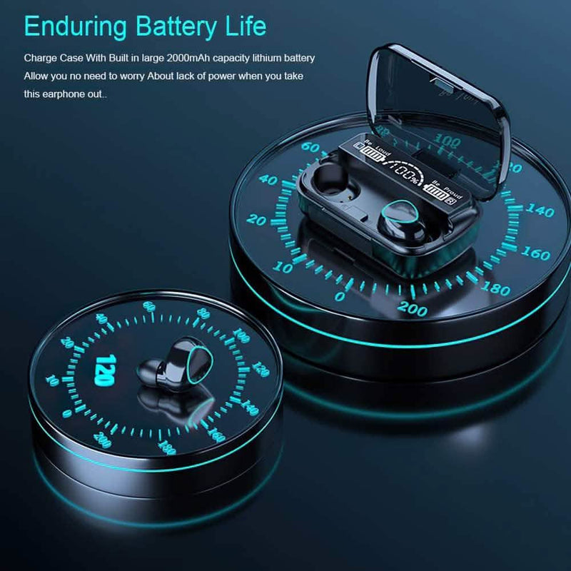 Chart showing the enduring battery life of a set of Hornorm Bluetooth 5.1 Earphones Auto Pairing Bluetooth Headphones