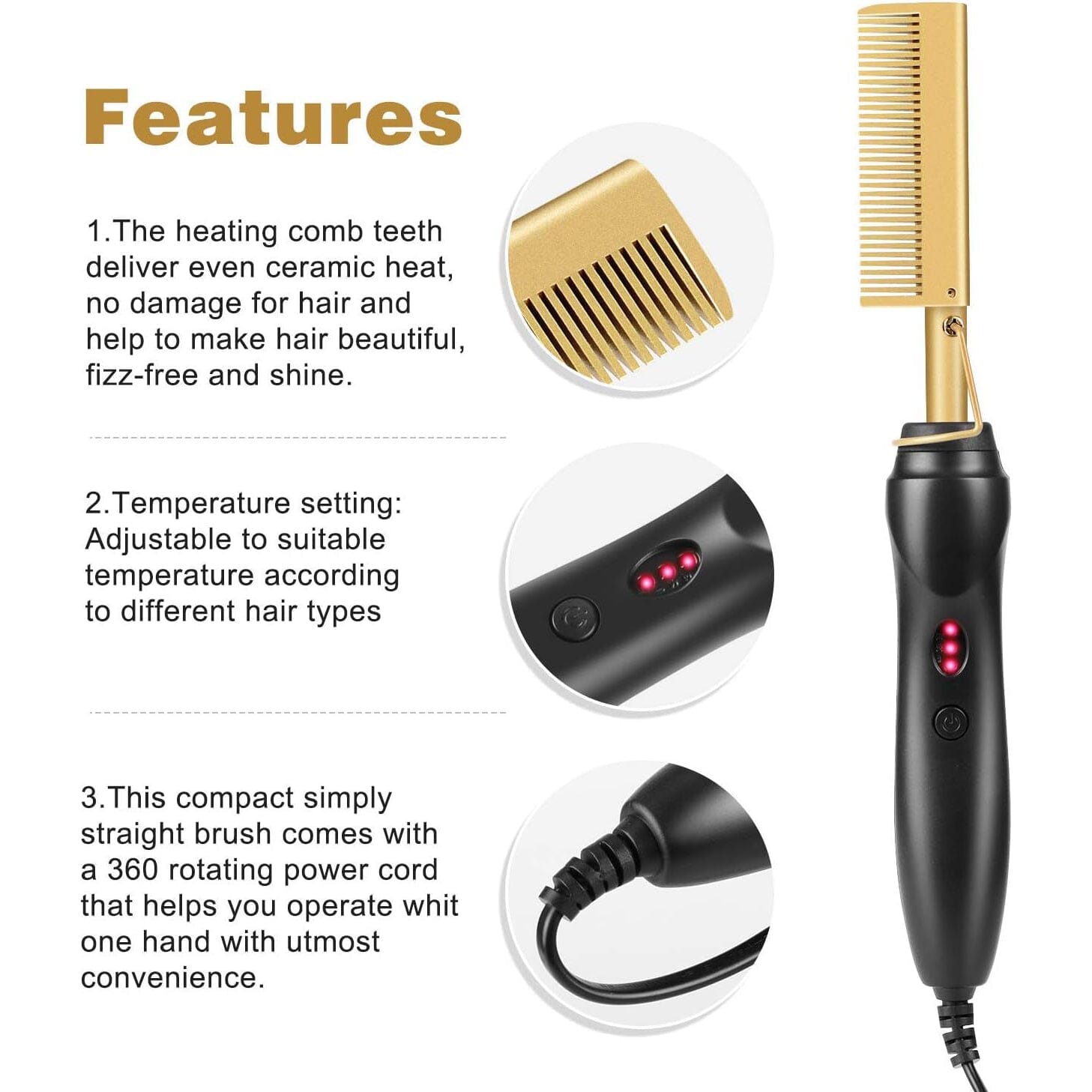 Hot Comb Hair Straightener Comb Beauty & Personal Care - DailySale