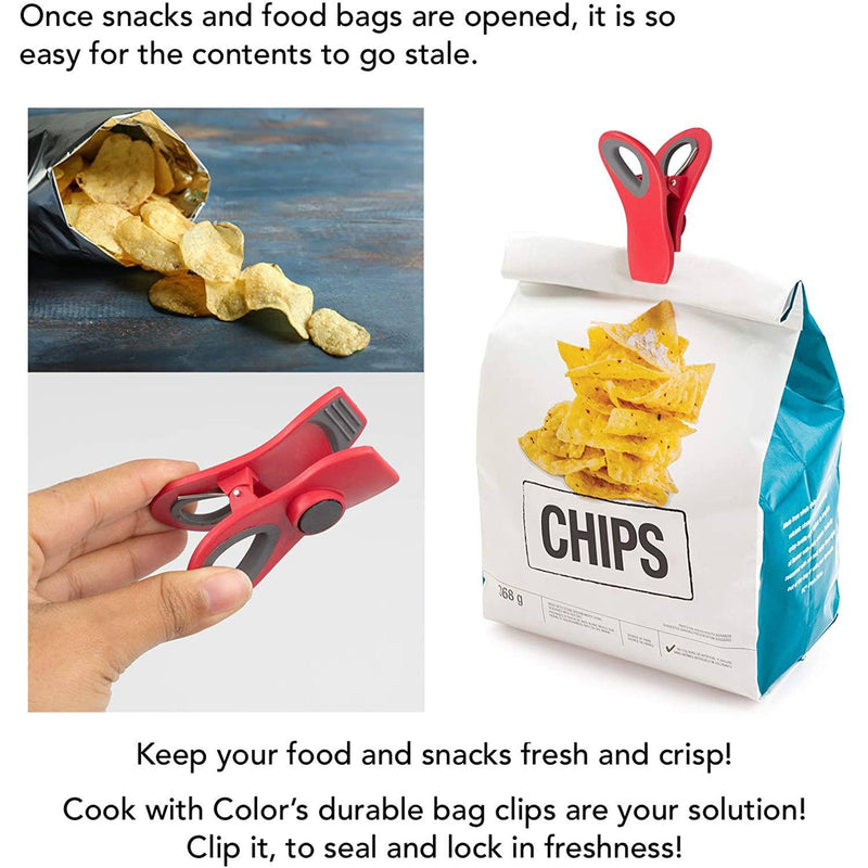 Bag Clips Heavy Duty Stainless Steel Chip Clips, Food Bags Clamp Great for  Kitchen Office to Seal Coffee Bags, Paper Sheets - Pack of 8?Yellow? 
