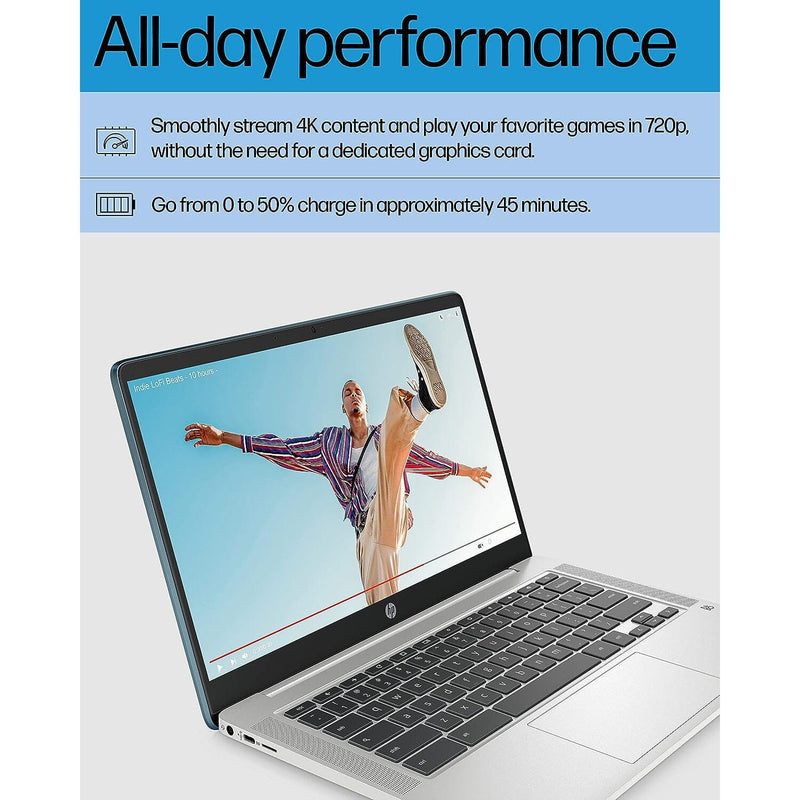 HP 14a-na0220nr, 14" HD Chromebook Intel Celeron N4120, 4GB RAM, 64GB eMMC (Refurbished) Laptops - DailySale