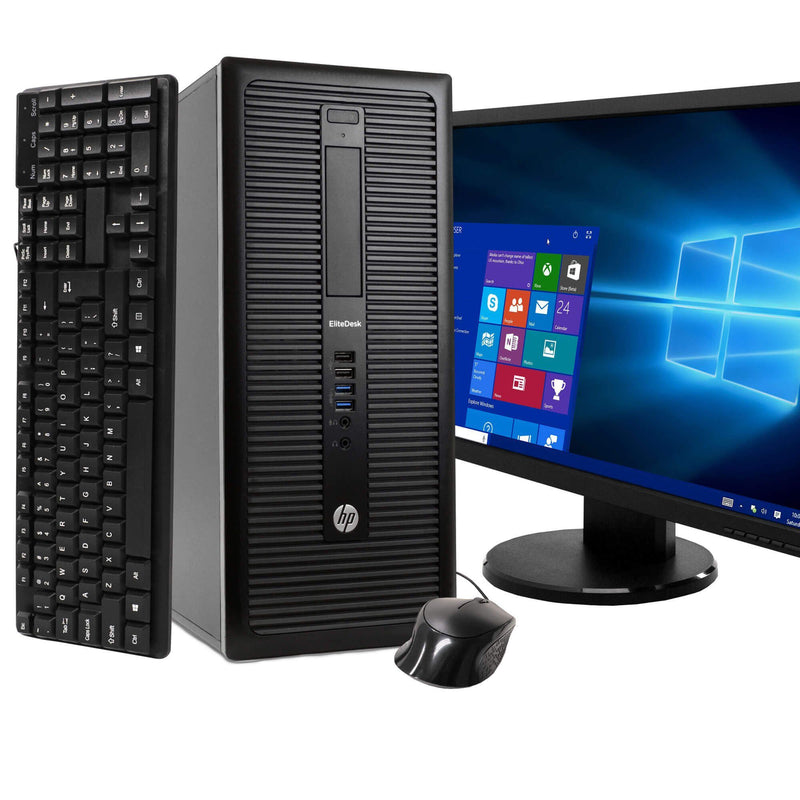 HP EliteDesk 800 G1 PC Windows 10 with 22" Widescreen Monitor Computers - DailySale
