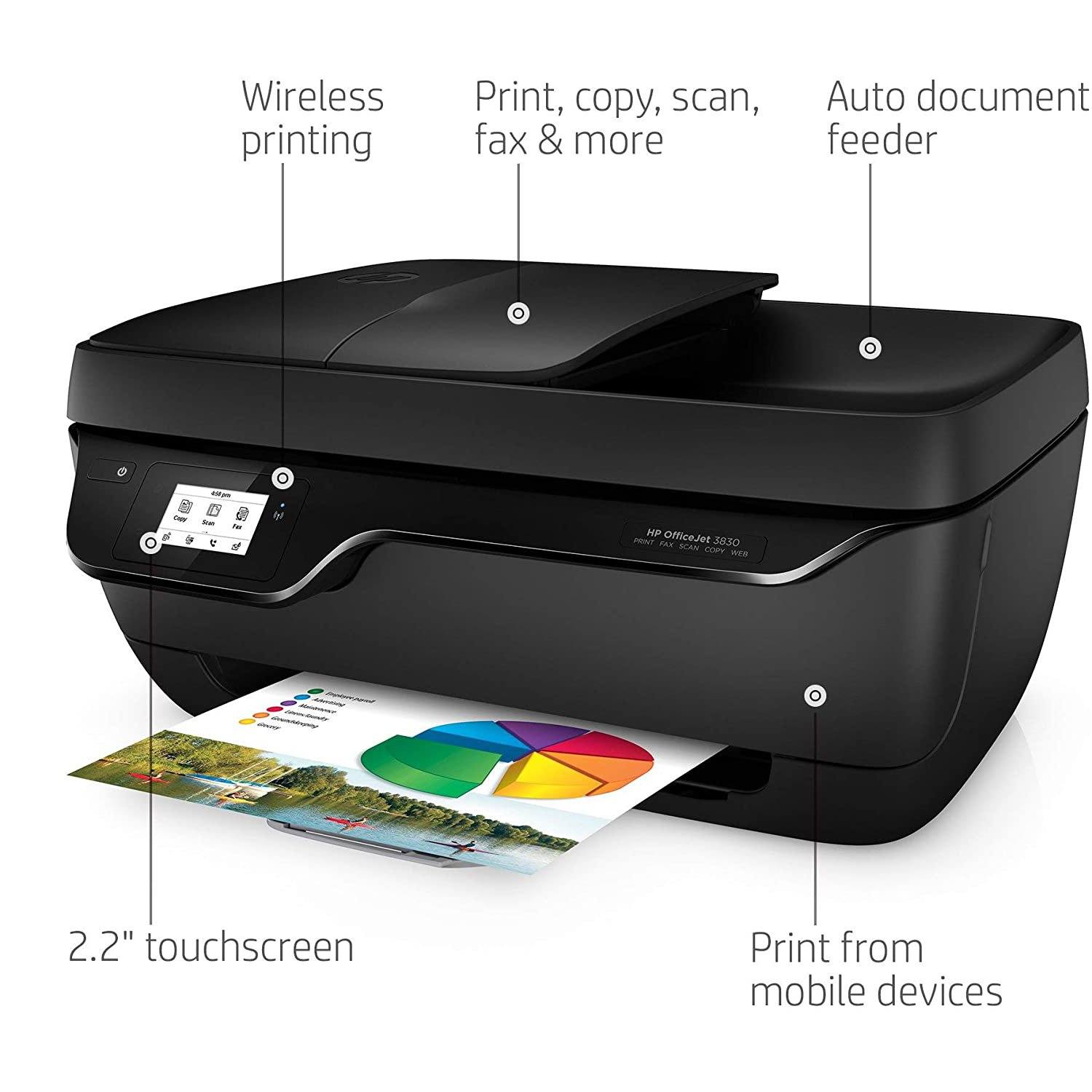 HP OfficeJet 3830 Wireless All-in-One Printer with Mobile Printing Computer Accessories - DailySale