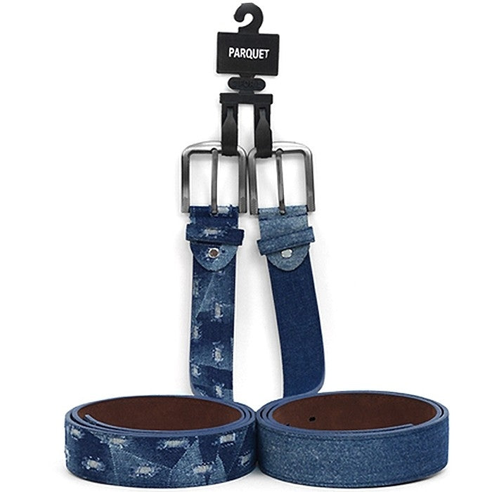 2-Pack: Men's Parquet Jean Washed Denim Belts - Size: Small - DailySale, Inc