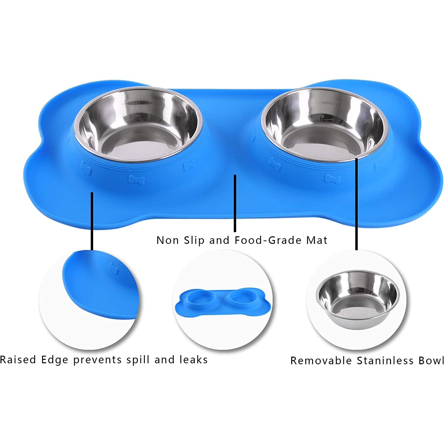 Hubulk 2 Stainless Steel Dog Bowl with No Spill Non-Skid Silicone Mat Pet Supplies - DailySale