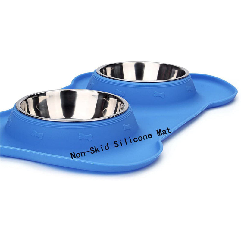 Hubulk 2 Stainless Steel Dog Bowl with No Spill Non-Skid Silicone Mat Pet Supplies - DailySale