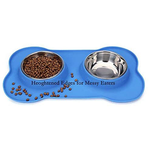 Hubulk 2 Stainless Steel Dog Bowl with No Spill Non-Skid Silicone Mat Pet Supplies - DailySale