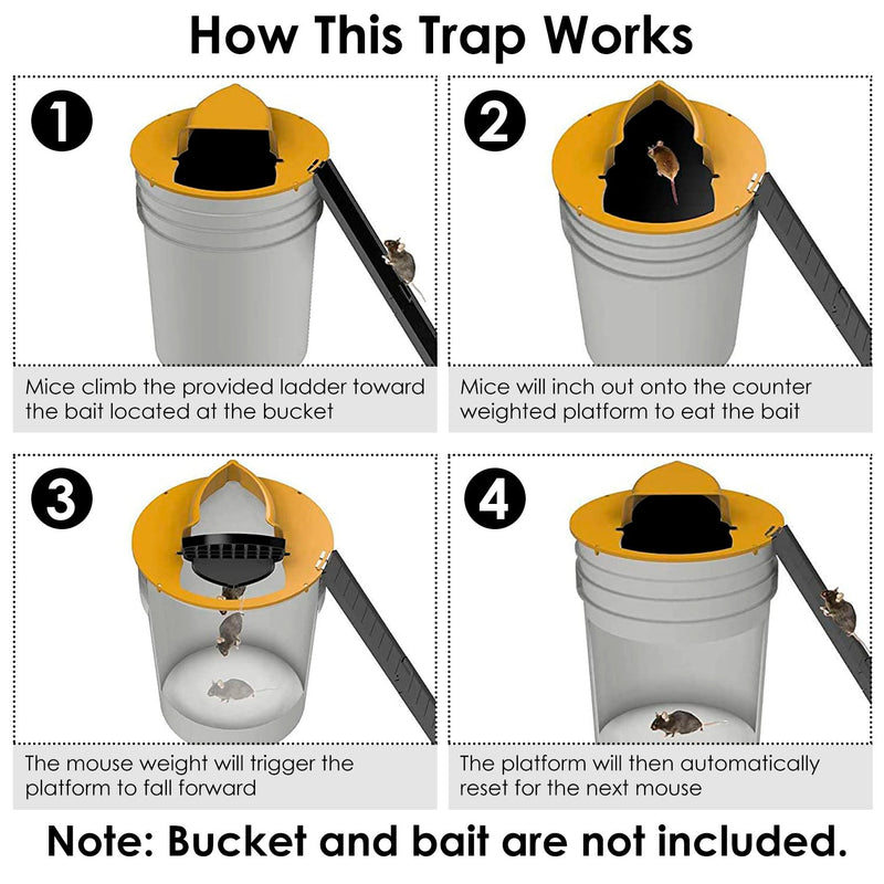  Walk The Plank Mouse Trap Rodent Bucket Trap Rat Auto Reset  Mice Catcher Humane : Patio, Lawn & Garden