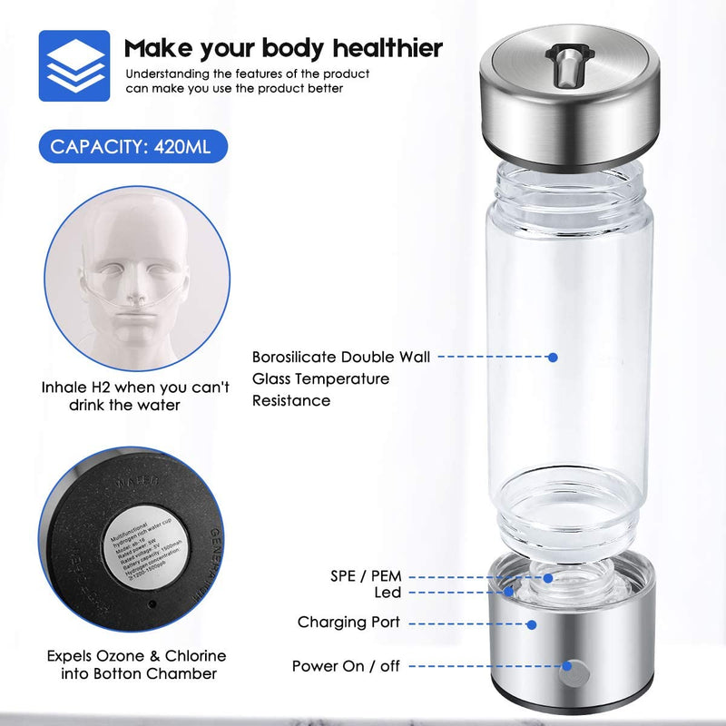 Hydrogen Water Bottle Generator with Inhaler Adapter Kitchen Tools & Gadgets - DailySale