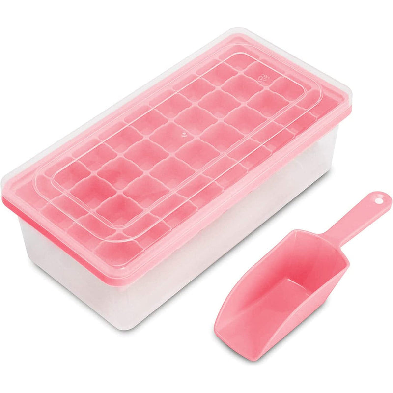 Set Of 1 101oz Ice Cube Trays, 64 Pcs Silicone Ice Cube Tray With Lid And  Bin, Ice Cube Molds For Freezer, Easy Release & Save Space, 2 Trays,Scoop