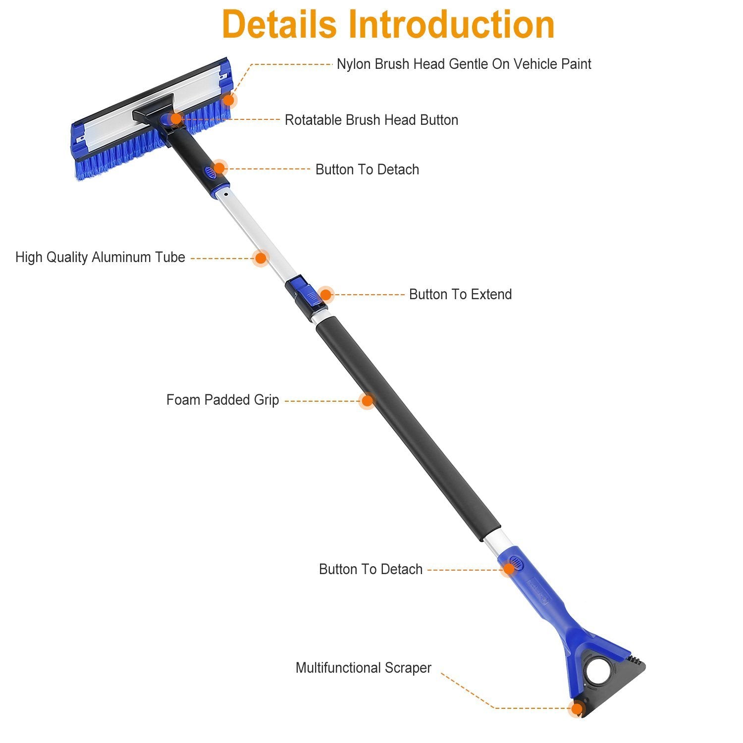 Ice Scraper Extendable Telescoping Snow Remover Automotive - DailySale