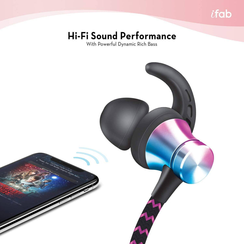 iFab Wireless Neckband Earbuds with Microphone and Control Buttons Headphones & Audio - DailySale