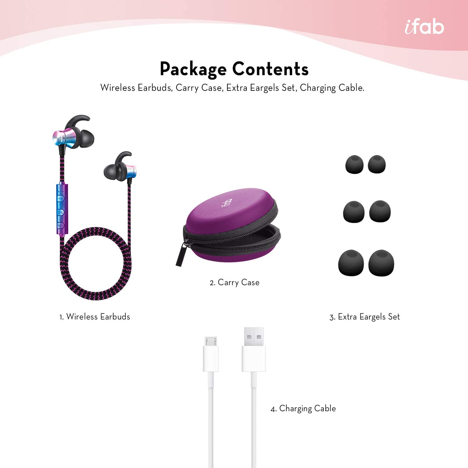 iFab Wireless Neckband Earbuds with Microphone and Control Buttons Headphones & Audio - DailySale