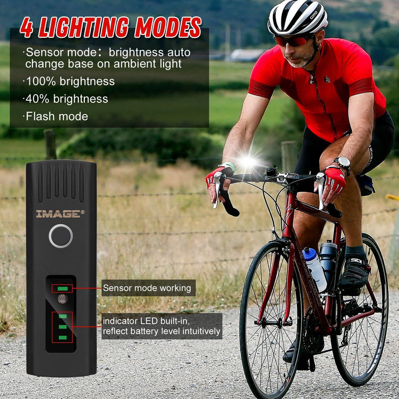 IMAGE Bike Bicycle Light Set with LED Headlights and Rear Lights Sports & Outdoors - DailySale