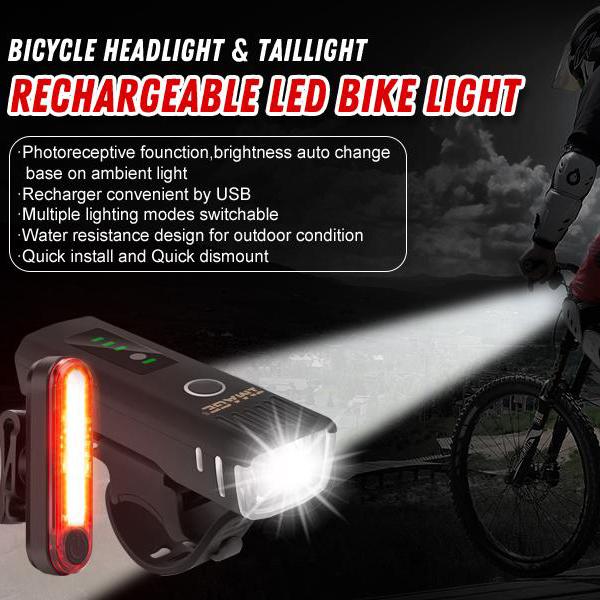 IMAGE Bike Bicycle Light Set with LED Headlights and Rear Lights Sports & Outdoors - DailySale