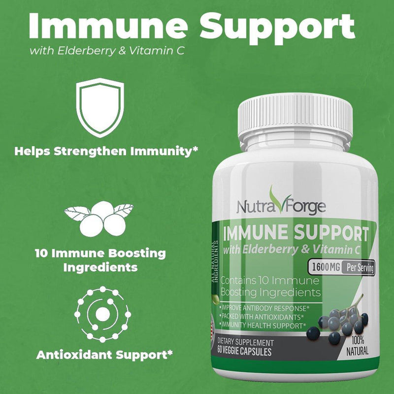 Immune Support Supplement with Elderberry, Vitamin C, Echinacea, Zinc, Garlic, Turmeric 1600mg NON GMO, GMP Wellness & Fitness - DailySale