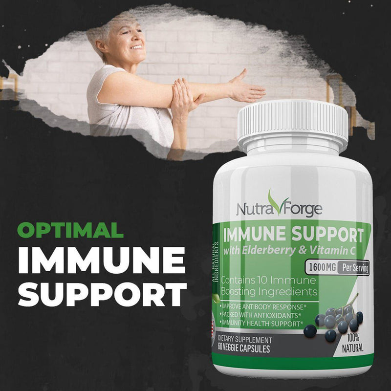 Immune Support Supplement with Elderberry, Vitamin C, Echinacea, Zinc, Garlic, Turmeric 1600mg NON GMO, GMP Wellness & Fitness - DailySale