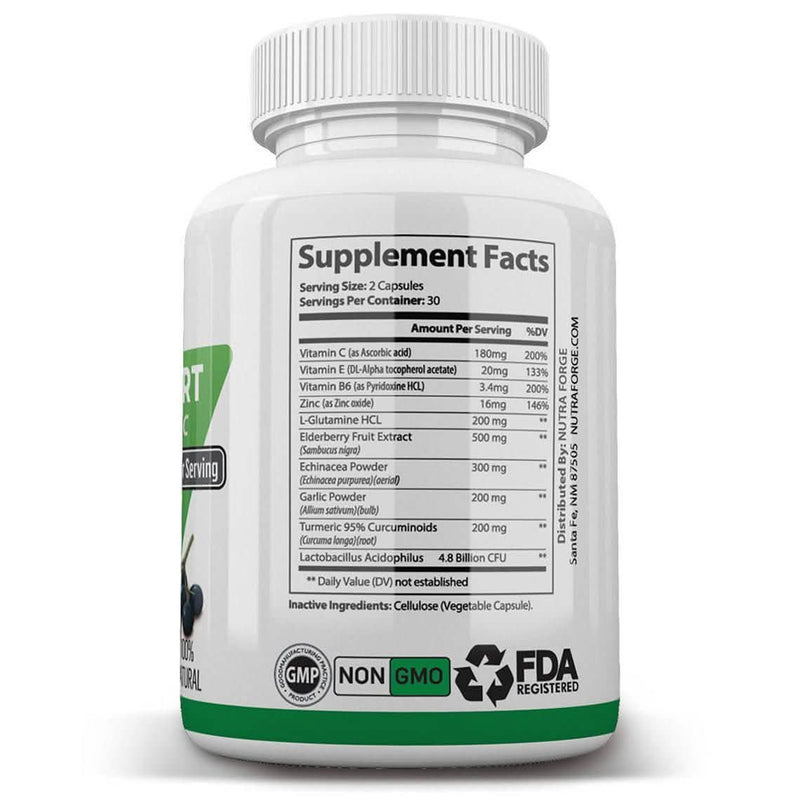 Immune Support Supplement with Elderberry, Vitamin C, Echinacea, Zinc, Garlic, Turmeric 1600mg NON GMO, GMP Wellness & Fitness - DailySale
