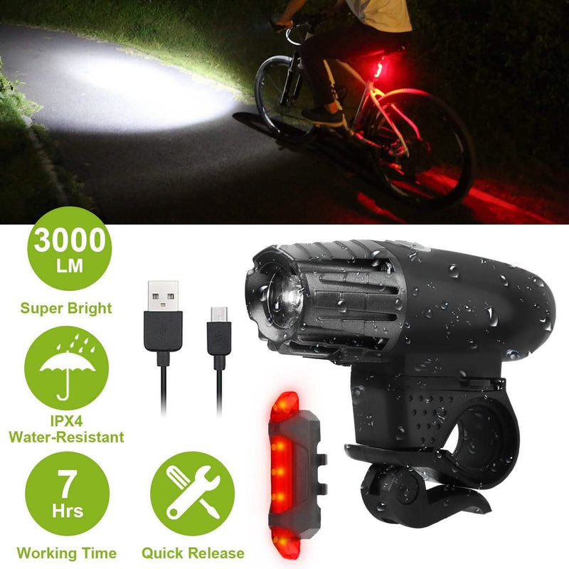 iMounTEK Bike Front Flashlight IPX4 Water-Resistant with Tail Warning/Safety LED Lamp Sports & Outdoors - DailySale