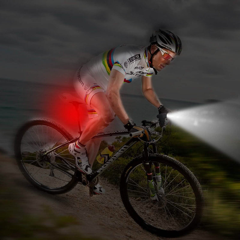 iMounTEK Bike Front Flashlight IPX4 Water-Resistant with Tail Warning/Safety LED Lamp Sports & Outdoors - DailySale
