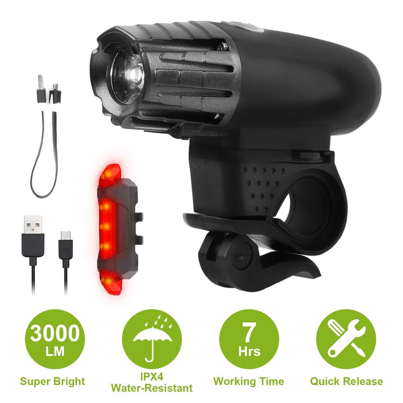 iMounTEK Bike Front Flashlight IPX4 Water-Resistant with Tail Warning/Safety LED Lamp Sports & Outdoors - DailySale
