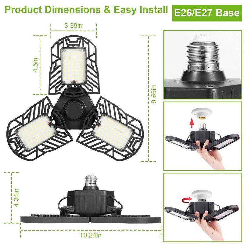 iMounTEK E26 /E27 80W 7000LM 6500K LED Garage Ceiling Light Lighting & Decor - DailySale