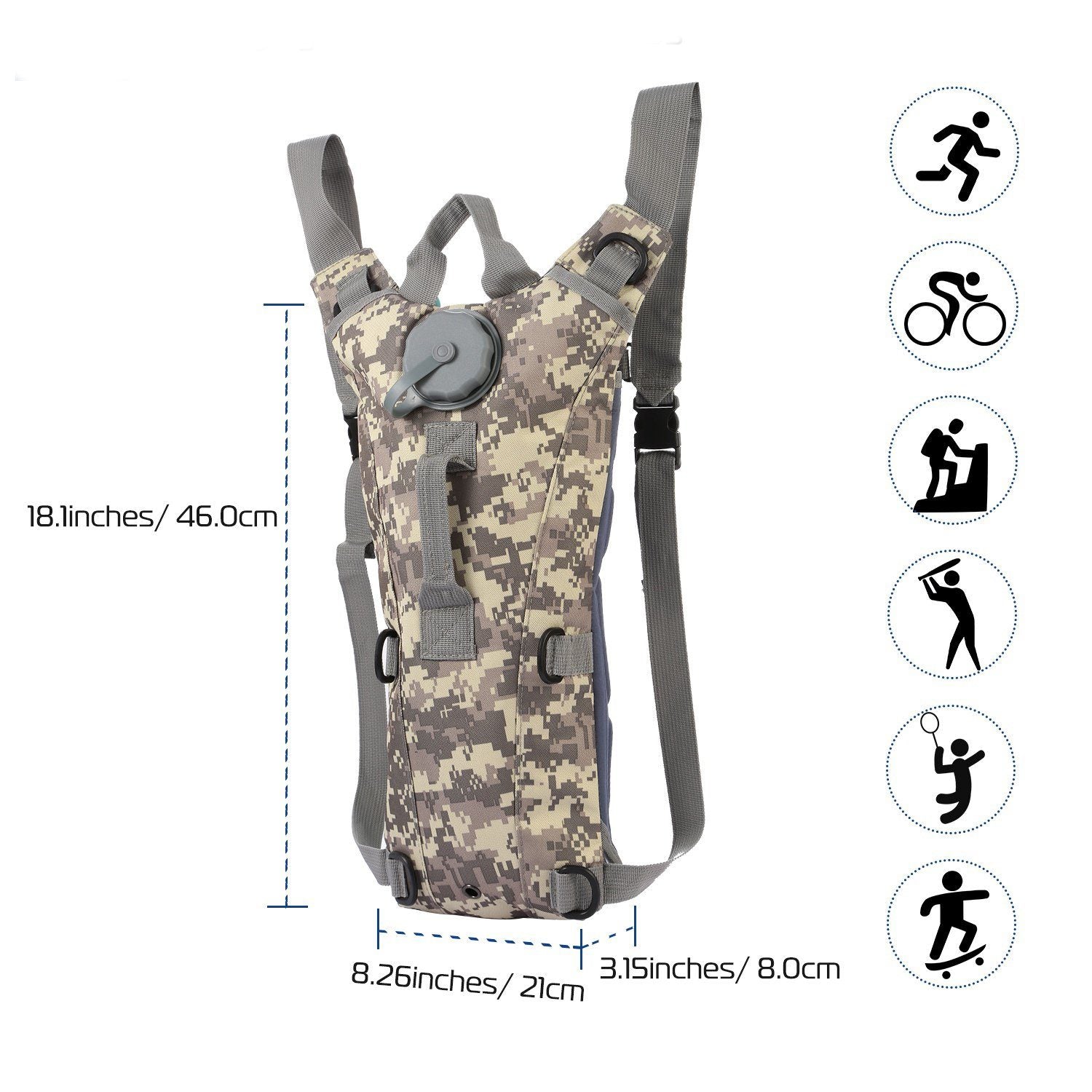 iMountek Tactical Hydration Pack 3L Water Bladder Sports & Outdoors - DailySale