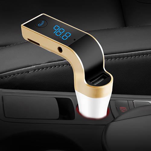 Different angle of iMounTEK Wireless Bluetooth FM Transmitter LCD Car Kit plugged into a cigarrette lighter