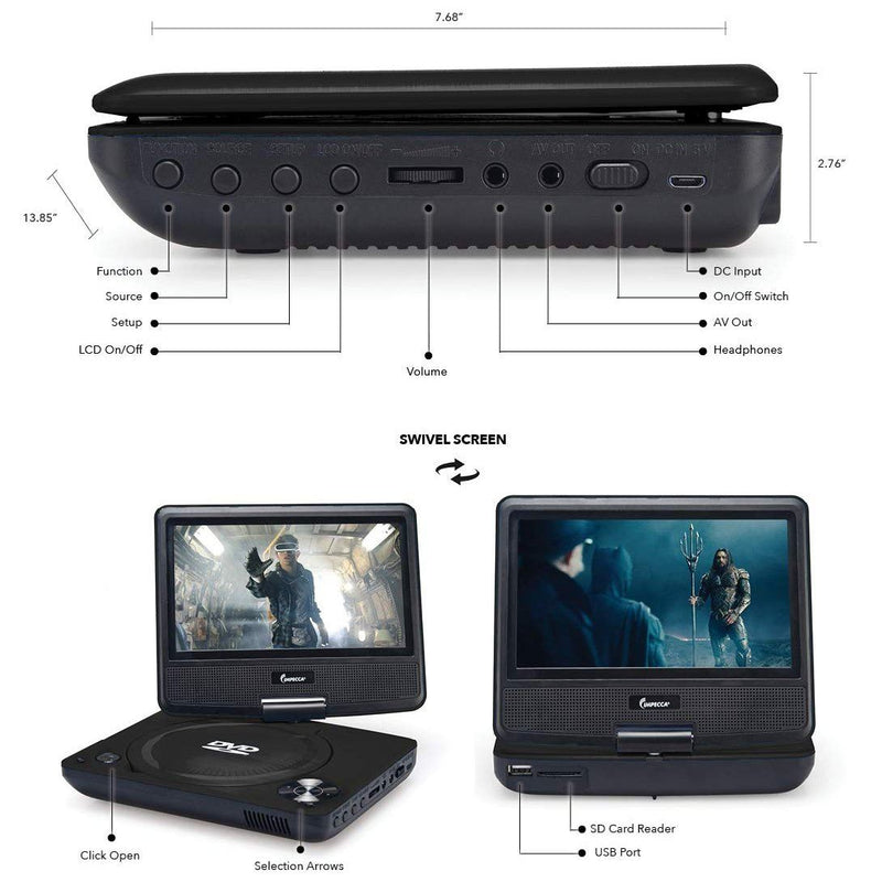 Impecca Portable DVD Player Swivel Screen Gadgets & Accessories - DailySale