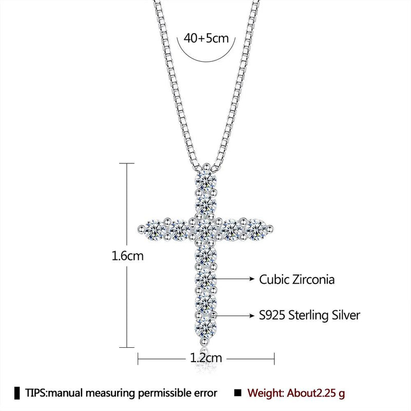 INALIS - 925 Sterling Silver Classic Cross Cubic Zirconia Necklace Necklaces - DailySale
