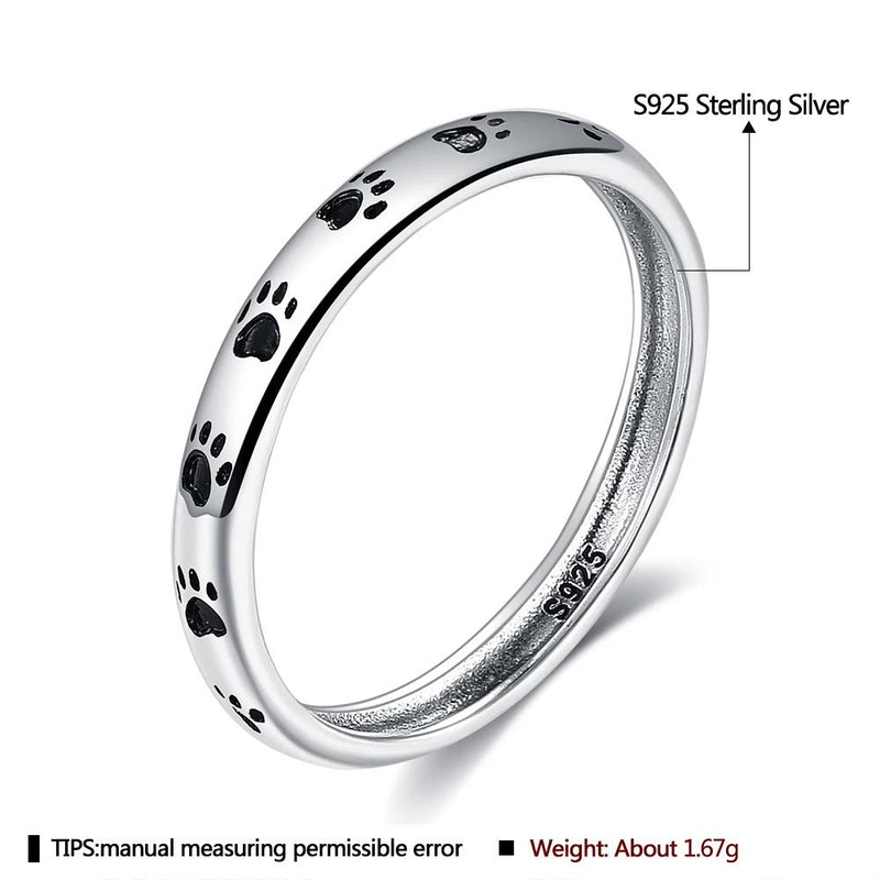 INALIS Cat Footprint 925 Sterling Silver Ring Rings - DailySale