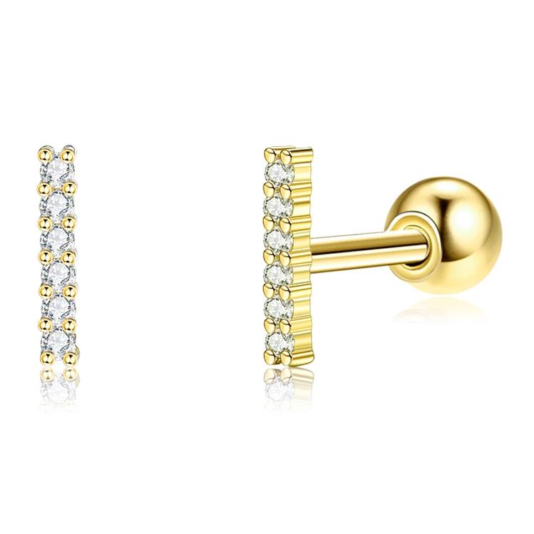 INALIS Cubic Zirconia Square Shape 925 Sterling Silver Earrings Earrings Gold - DailySale