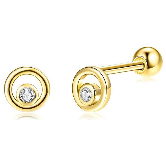 INALIS Fine Silver Stud Earrings Full Clear Cubic Zirconia Star Small Earring Earrings Gold - DailySale