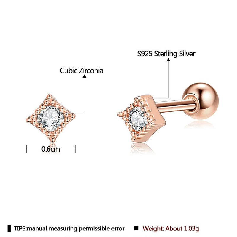 INALIS Square Shape 925 Sterling Silver Small Stud Earrings Earrings - DailySale