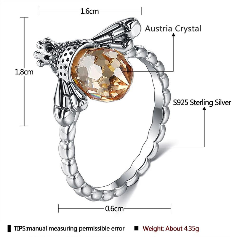 INALIS Sterling Silver Austria Crystal Rings Creative Bee Design Rings - DailySale