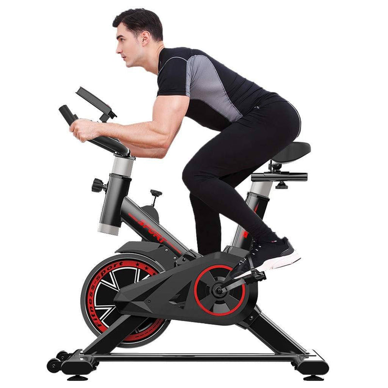 Indoor Cycling Stationary Bike Belt Drive with LCD Monitor Fitness - DailySale