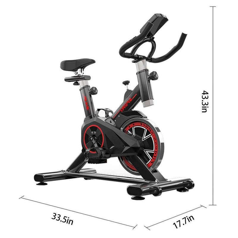 Indoor Cycling Stationary Bike Belt Drive with LCD Monitor Fitness - DailySale