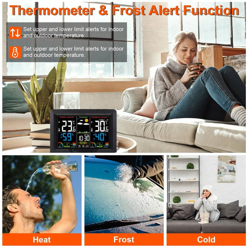 Indoor/Outdoor Thermometer Humidity Weather Forecast Temperature with Backlight Household Appliances - DailySale