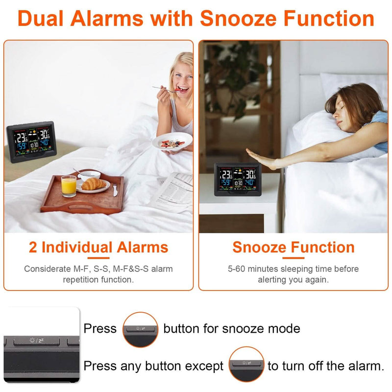 Indoor/Outdoor Thermometer Humidity Weather Forecast Temperature with Backlight Household Appliances - DailySale