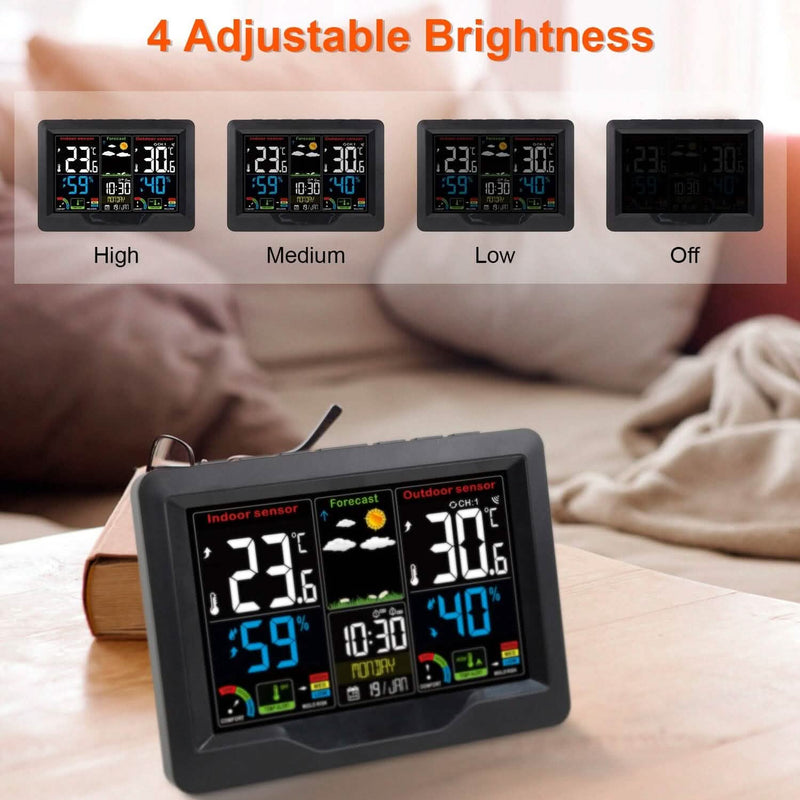 Indoor/Outdoor Thermometer Humidity Weather Forecast Temperature with Backlight Household Appliances - DailySale