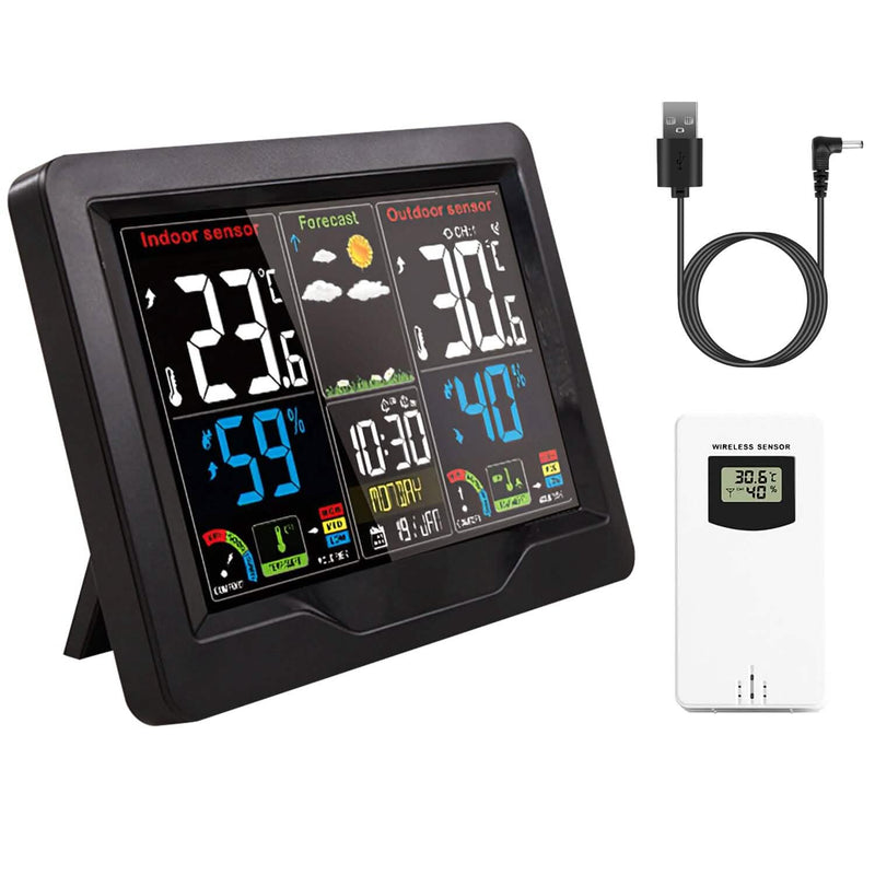 Indoor/Outdoor Thermometer Humidity Weather Forecast Temperature with Backlight Household Appliances - DailySale